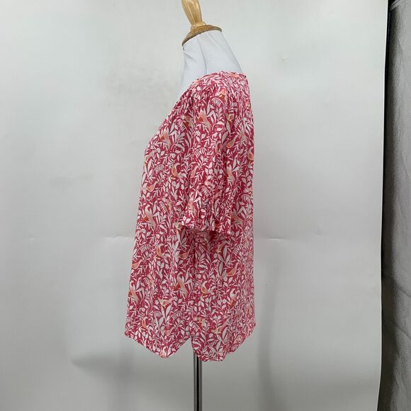 Ann Taylor Loft Floral Blouse Womens S Small Short Sleeve Rayon V Neck Shirt - Picture 4 of 11